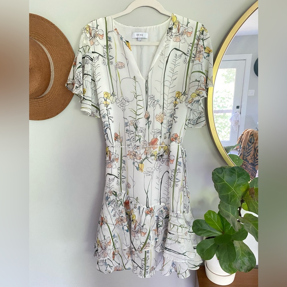 Reiss Juno Watercolor Floral Print Dress